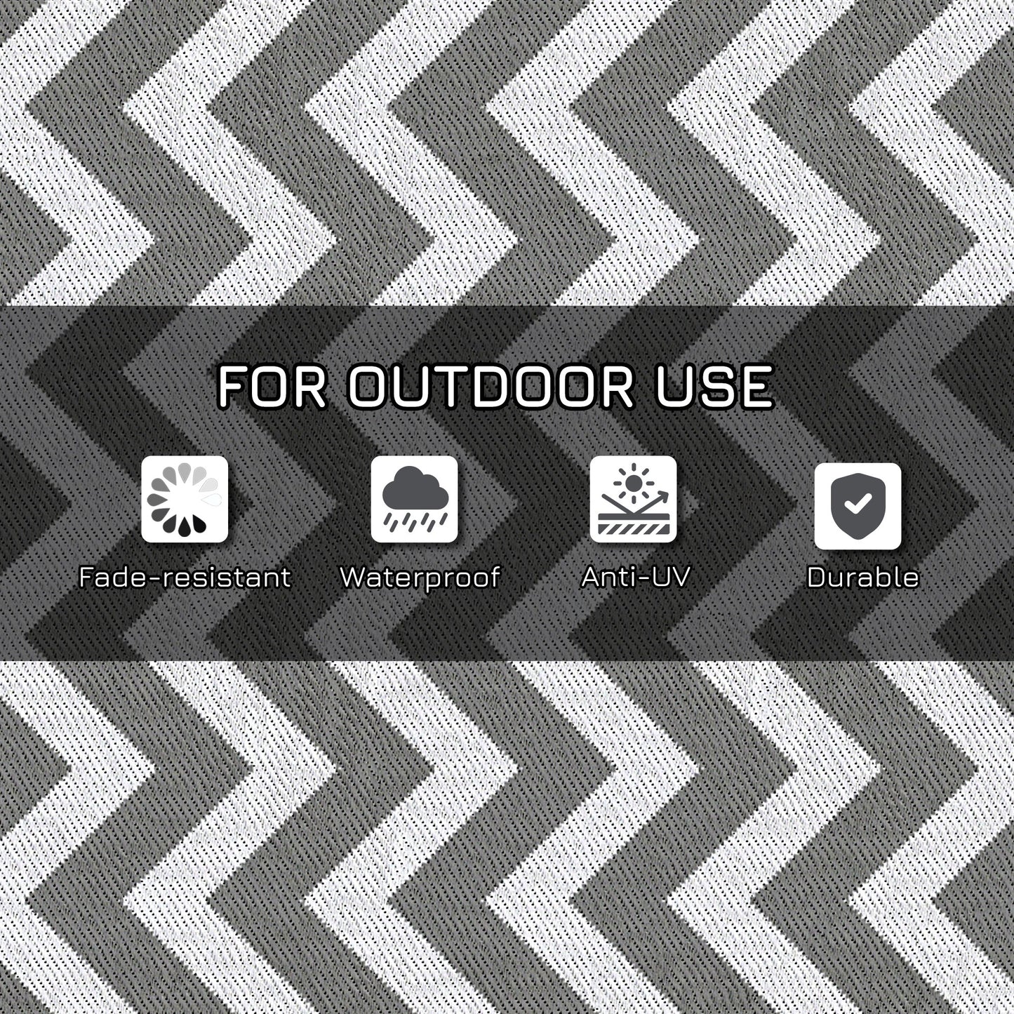 Outsunny 121 x 182 cm(4x6ft) Outdoor Rug Reversible Mat Plastic Straw Rug Portable RV Camping Mat for Garden Deck Picnic Indoor, Light Grey & White