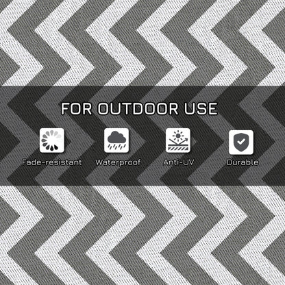 Outsunny Reversible Outdoor Rug, 1.2 x 1.8m Patio Carpet, Waterproof Plastic Rug for Garden, Deck, Picnic, Beach, Camping, Grey and White