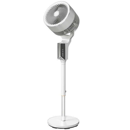HOMCOM 20 dB Silent Standing Fan for Bedroom, 46" Pedestal Fan with Remote, 85Â° Oscillating, 8 Speeds, White