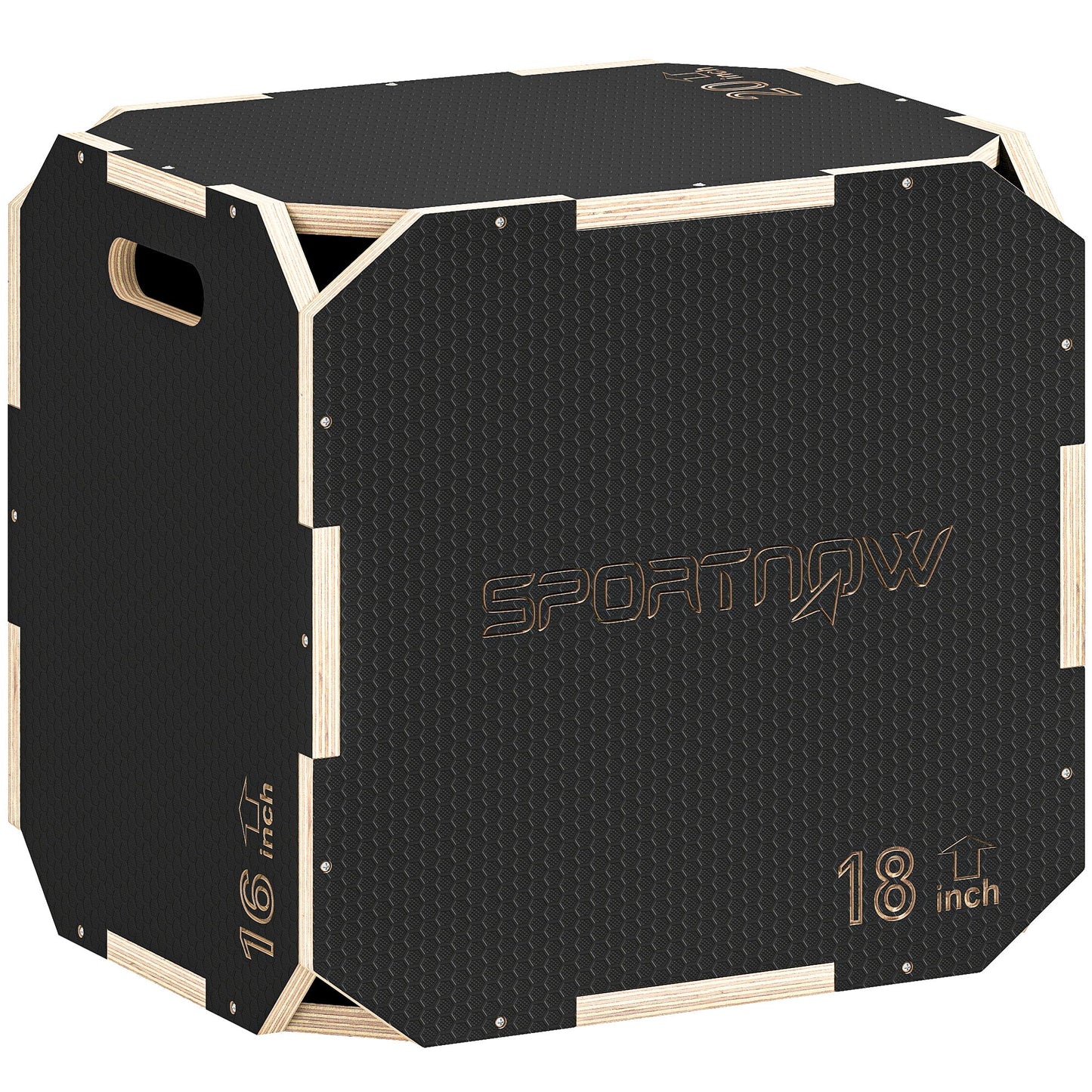 SPORTNOW Non-Slip Plyo Box, Corner-free Wooden Jump Box, 41 x 51 x 48 cm