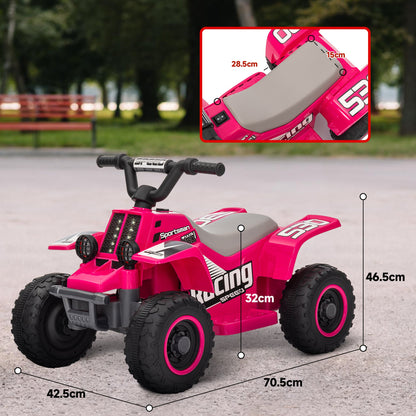 AIYAPLAY 6V Elektryczny Quad dla Dzieci, Jeździk ATV z Przodu Do Tyłu, Reflektory, dla 18-36 Miesięcy, Różowy
