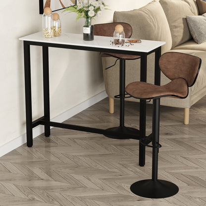 HOMCOM Rectangular Bar Table, Wood Effect Coffee Table for Small Space, Breakfast Dining, Kitchen, Industrial, White & Black