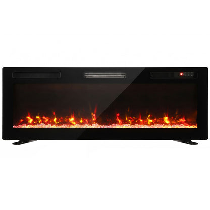 HOMCOM Ultra-Thin Electric Fire Wall Mounted/Recessed/Freestanding 127cm/50" Electric Fireplace with 12 Colours, 5 Brightness