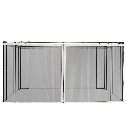 Outsunny 352 x 207cm Universal Replacement Mesh Sidewall Netting for Patio Gazebos and Canopy Tents, (Sidewall Only) Beige