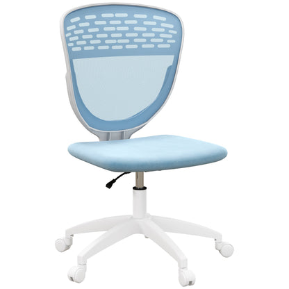 Vinsetto Armless Desk Chair, Mesh Office Chair, Height Adjustable with Swivel Wheels, Blue