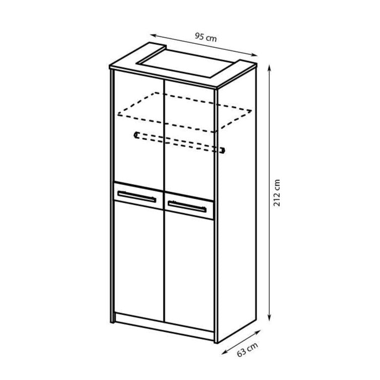 Cremona Hinged Door Wardrobe 95cm