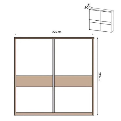 Marcelo Oak & White Gloss 2-Door Sliding Wardrobe - 4 Sizes