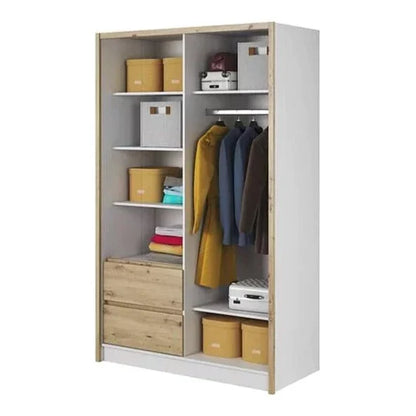 Maharashtra Sliding Door Wardrobe 134cm - Oak Sonoma