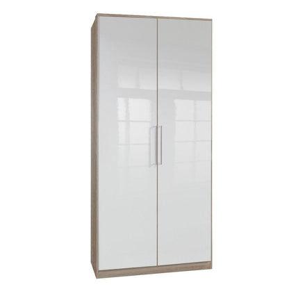 Gema 2 Door Wardrobe - Oak and White Gloss