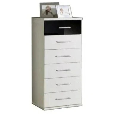 White Chest of Drawers LINE Tallboy Medium Chest, 6 Drawers
