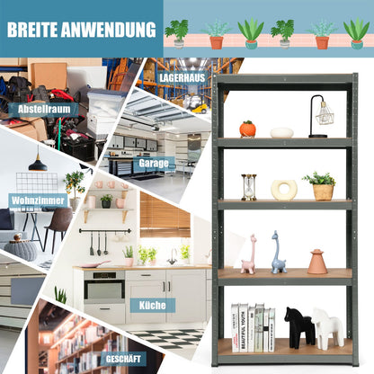 1.8m Warehouse Shelving for Books and Kitchenware-Gray