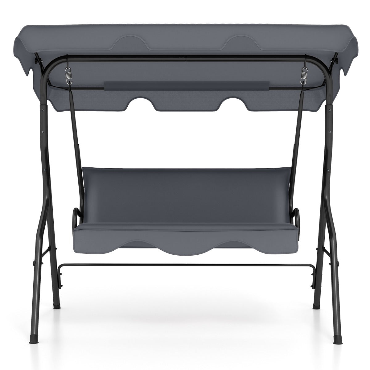 Garden Patio Metal Swing 3 Seater Lounger-Grey