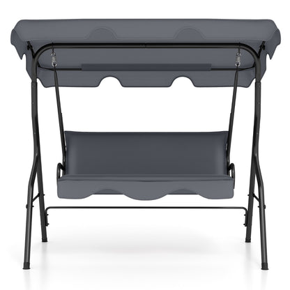 Garden Patio Metal Swing 3 Seater Lounger-Grey