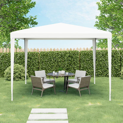 3 x 3 m Gazebo Shelter with Large Canopy and Steel Tubes-White