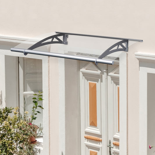 Markiza na drzwi Outsunny, osłona przeciwdeszczowa, osłona okienna, osłona przednia, tylna, osłona okienna, aluminiowy uchwyt 120 cm x 90 cm