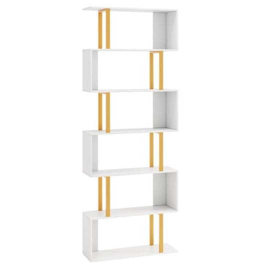 5/6-Tier Geometric Bookcase with Metal Frame and Anti-tipping Kits-6-Tier