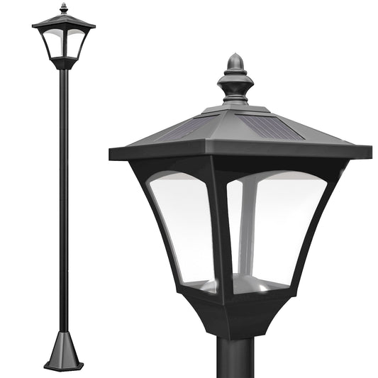 Outsunny 1.2m Solar Powered Outdoor Lamp Post - Black