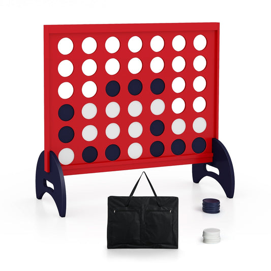 Giant 4-to-Score Game Set with Carrying Bag and 42 Pieces Jumbo Rings-Red