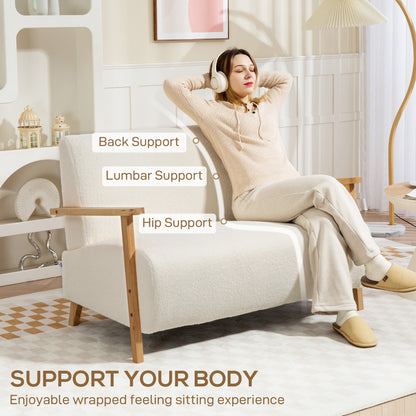 HOMCOM Small Sherpa Fabric 2 Seater Sofa Settee - Cream White