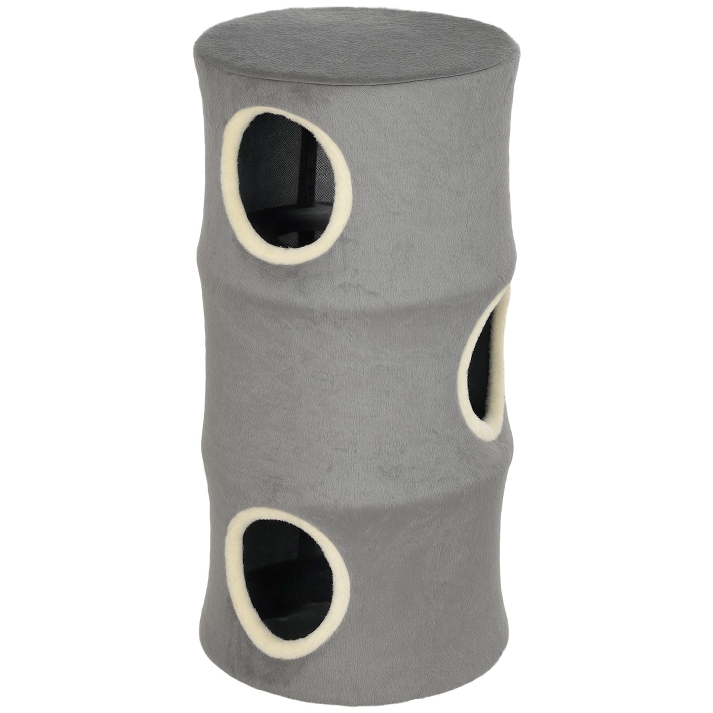 PawHut Cat House for Indoor Kittens, Cat Condo with Removable Washable Cover, Modern Barrel-Shaped Kitty Cave Bed