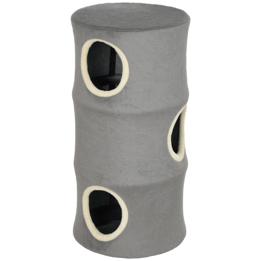 PawHut Cat House for Indoor Kittens, Cat Condo with Removable Washable Cover, Modern Barrel-Shaped Kitty Cave Bed