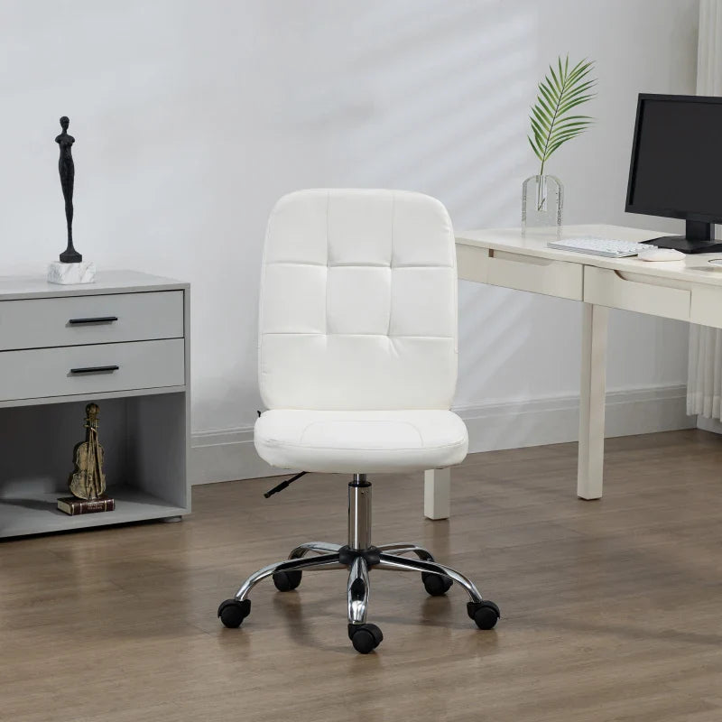 Vinsetto Armless Faux Leather Office Chair - White