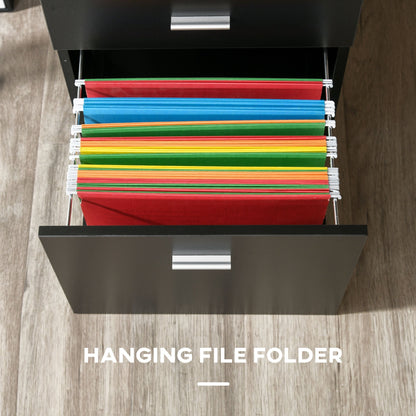 HOMCOM L-Shaped Computer Desk Table with Storage Drawer, Home Office Desk Corner Industrial Style Workstation for A4 Files 143.5 x 143.5 x 76cm, Black