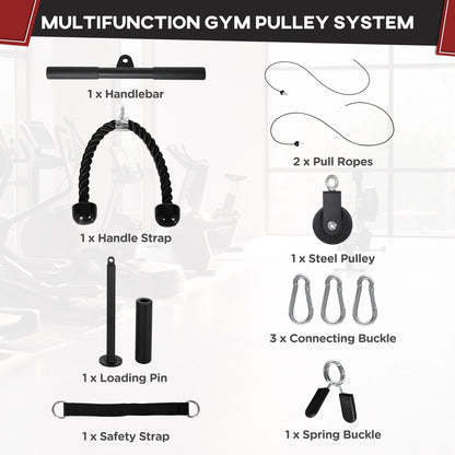 SPORTNOW Cable Machine Pulley System with 2 x 5kg Olympic Weight Plates, Lat Pull Down System with DIY Loading Weight for Home Gym Biceps Triceps Arm Shoulder Back Training