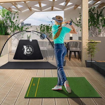 Artificial Turf Mat for Indoor and Outdoor Golf Practice Includes 2 Rubber Tees and 2 Alignment Sticks-25mm