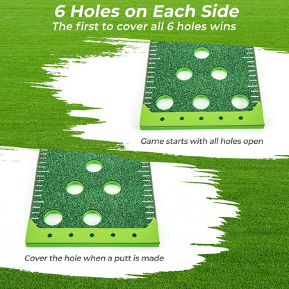 11 FT Putting Green Mat with 2 Adjustable Putters 6 Balls and 12 Hole Covers for Party