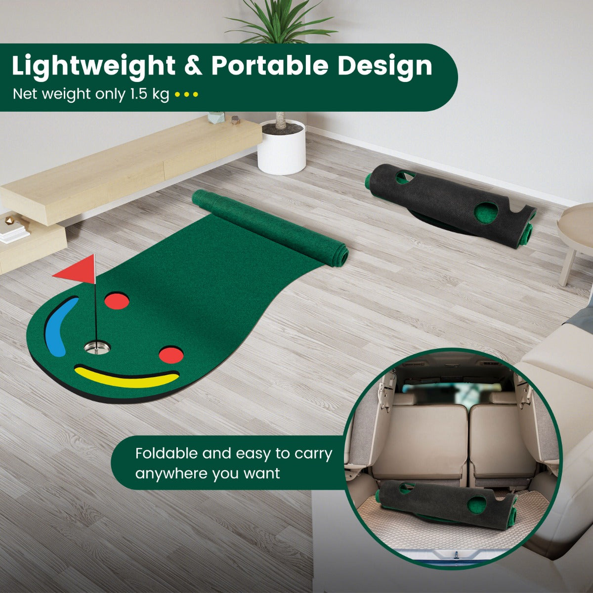 Golf Putting Green Set for Indoor Outdoor Use