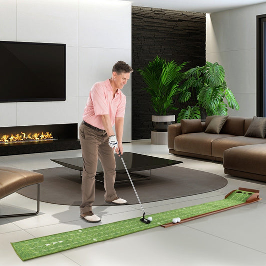Golf Putting Practice Mat with Auto Ball Return for Home and Office-3 Holes
