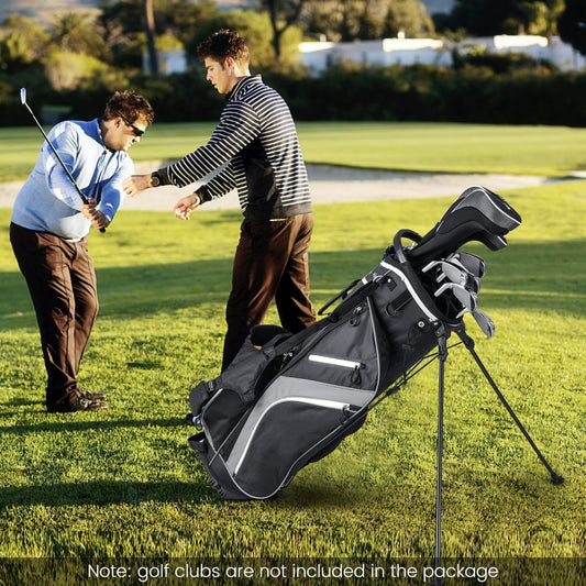 Golf Stand Bag wIth 14 Way Top Dividers 6 Pockets Cooler Bag Dual Strap and Rain Hood-Grey