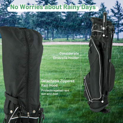 Golf Stand Bag with 4 Way Dividers-Black