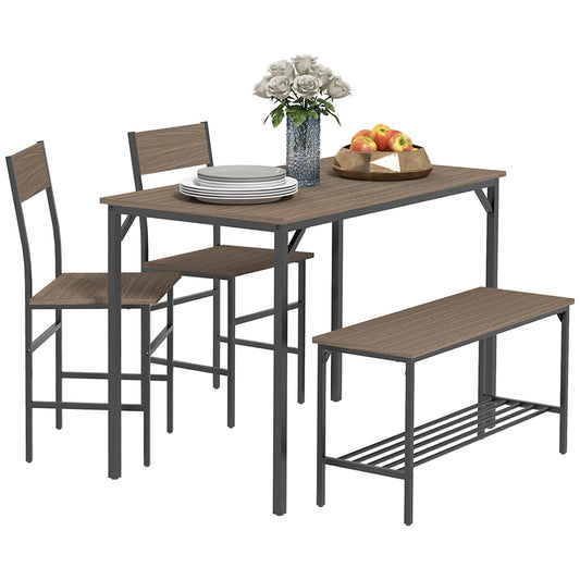 HOMCOM Four-Piece Dining Set, With Table, Chairs and Bench