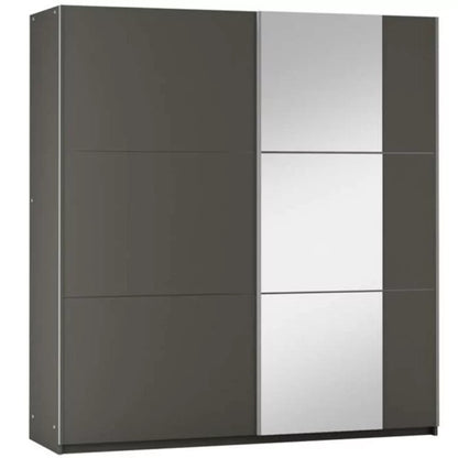 Oldham Sliding Mirror Door 150cm Wardrobe - White, Grey