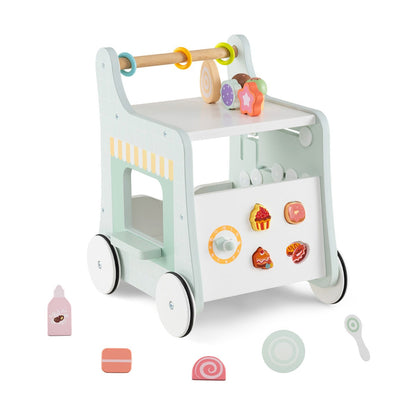 Multifunctional Ice Cream Cart Toy with Sweet Accessories and Smooth Wheels-Green