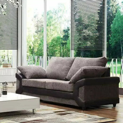 Swansea High Back Fabric 3 Seater and 2 Seater Sofa Set - Grey with Black or Brown with Beige