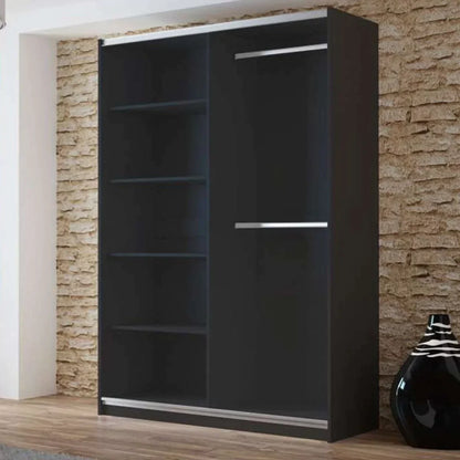 Boris Sliding Door 200cm Wardrobe with Mirror - White, Black, Graphite