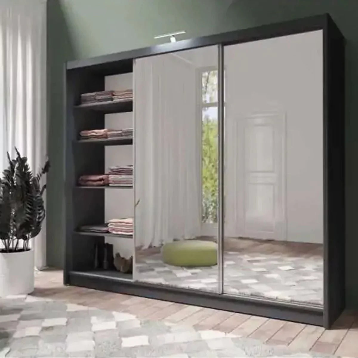 Mathilde 250cm Sliding Wardrobe - Black, White, Grey