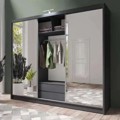 Mathilde 250cm Sliding Wardrobe - Black, White, Grey