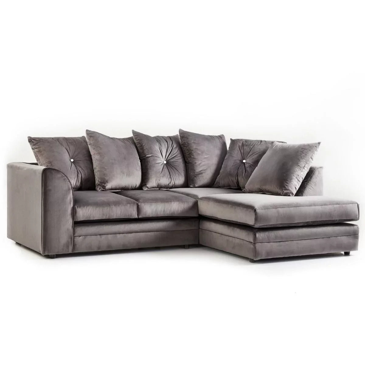 Sorretto Mink Velvet Fabric Corner Sofa - Left and Right Arm