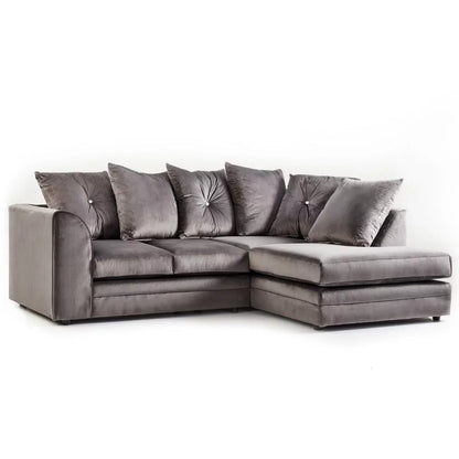 Sorretto Mink Velvet Fabric Corner Sofa - Left and Right Arm