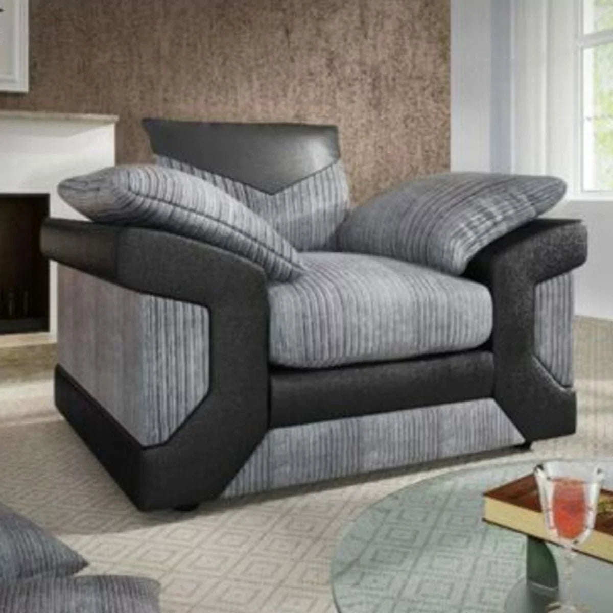 Swansea High Back Fabric Brown and Beige Corner Sofa - Right and Left Arm