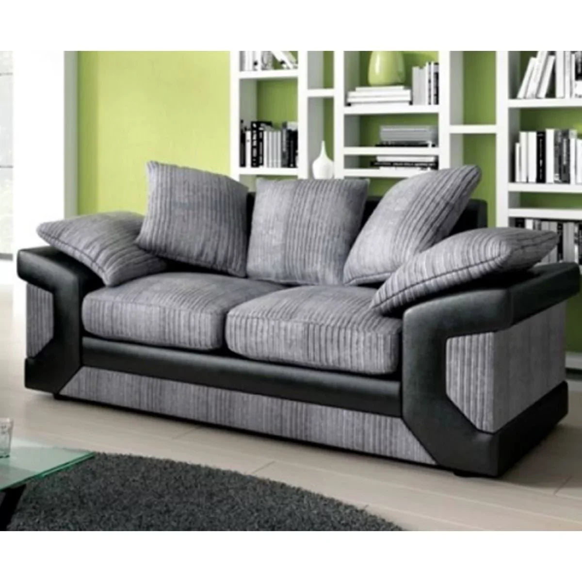 Swansea Jumbo Cord 3 Seater and 2 Seater Sofa Set - Brown and Beige