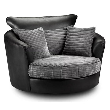 Swansea Jumbo Cord 3 Seater and 2 Seater Sofa Set - Gray and Black