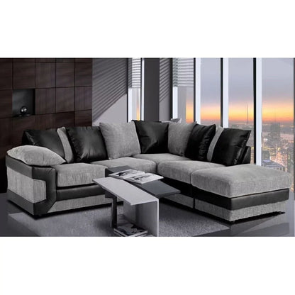 Swansea II Jumbo Cord Brown and Beige Corner Sofa - Left and Right Arm