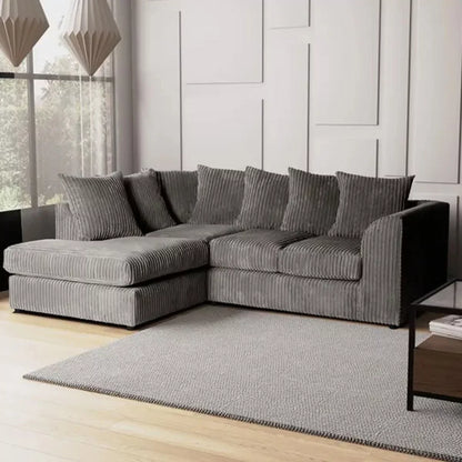 Blake Jumbo Cord Grey Corner Sofa - Right and Left Arm