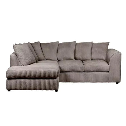 Blake Jumbo Cord Grey Corner Sofa - Left and Right Arm