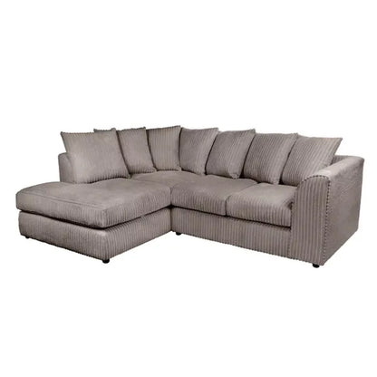 Blake Jumbo Cord Grey Corner Sofa - Right and Left Arm